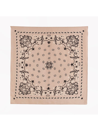 Scarvii - Elegant Paisley Printed Border Square Scarf