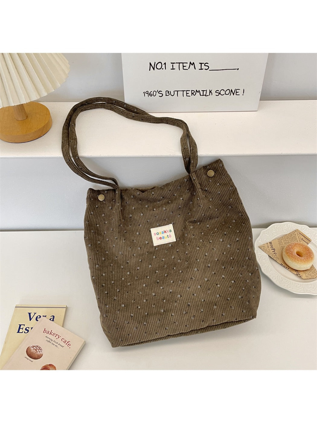Cosbai - Floral Print Tote Shoulder Bag
