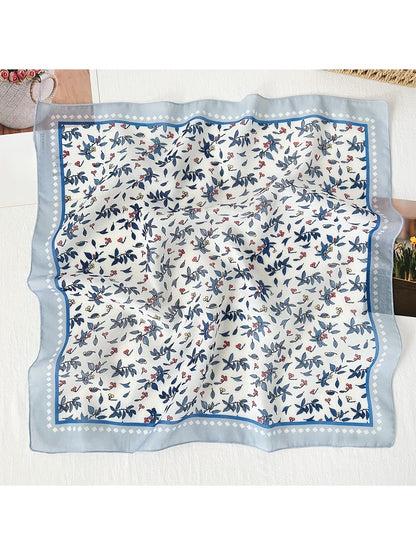 Scarvii - Botanical Print Contrast Border Square Scarf