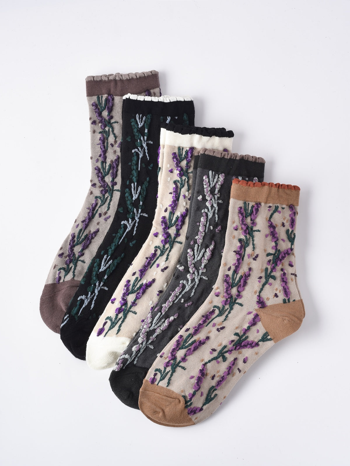 Rufia - Vintage Floral Relief Crew Socks