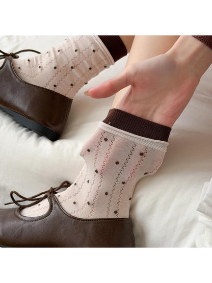 Rufia - Scalloped Cuff Ribbed Crew Socks