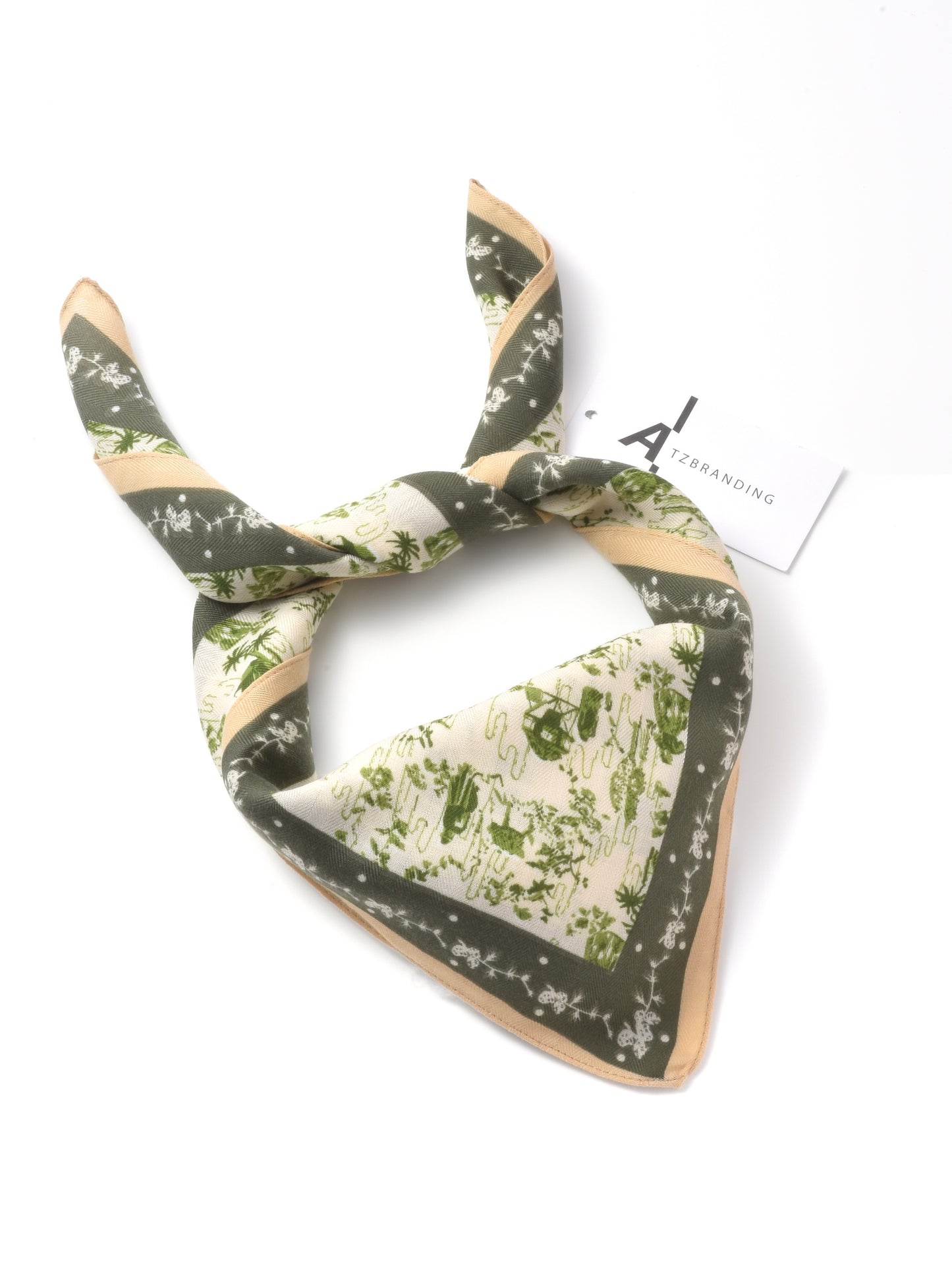 Scarvii - Sweet Floral Print Small Square Scarf