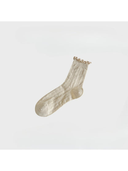 Rufia - Soft Knit Ruffle Cuff Crew Socks product image 7