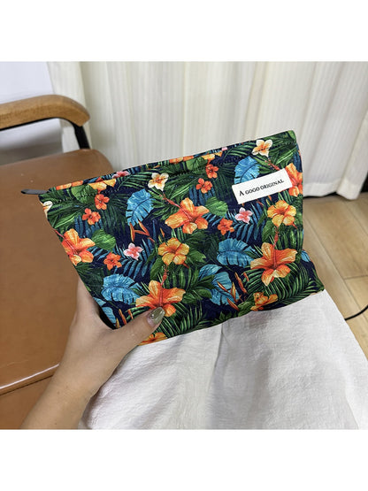 Cosbai - Tropical Plants Printed Cosmetic Organizer Bag