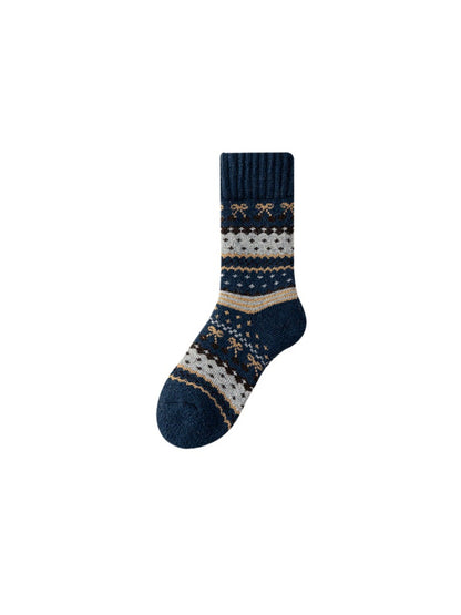 Rufia - Geometric Ribbed Cuff Crew Socks