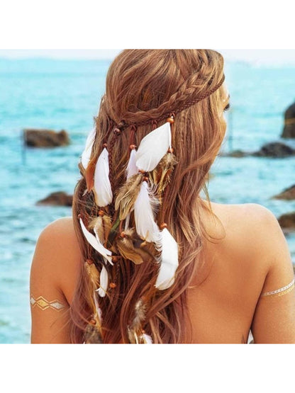Hairish - Beach Style Feather Tassel Hair Headpiece