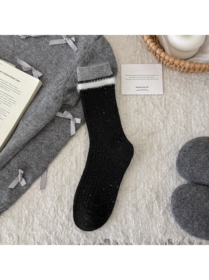 Rufia - Cozy Striped Ribbed Crew Socks