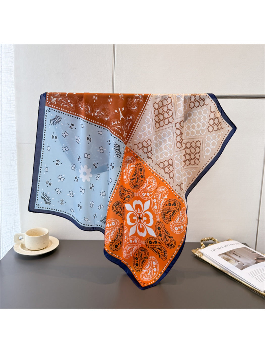 Scarvii - Colorblock Printed Paisley Scarf