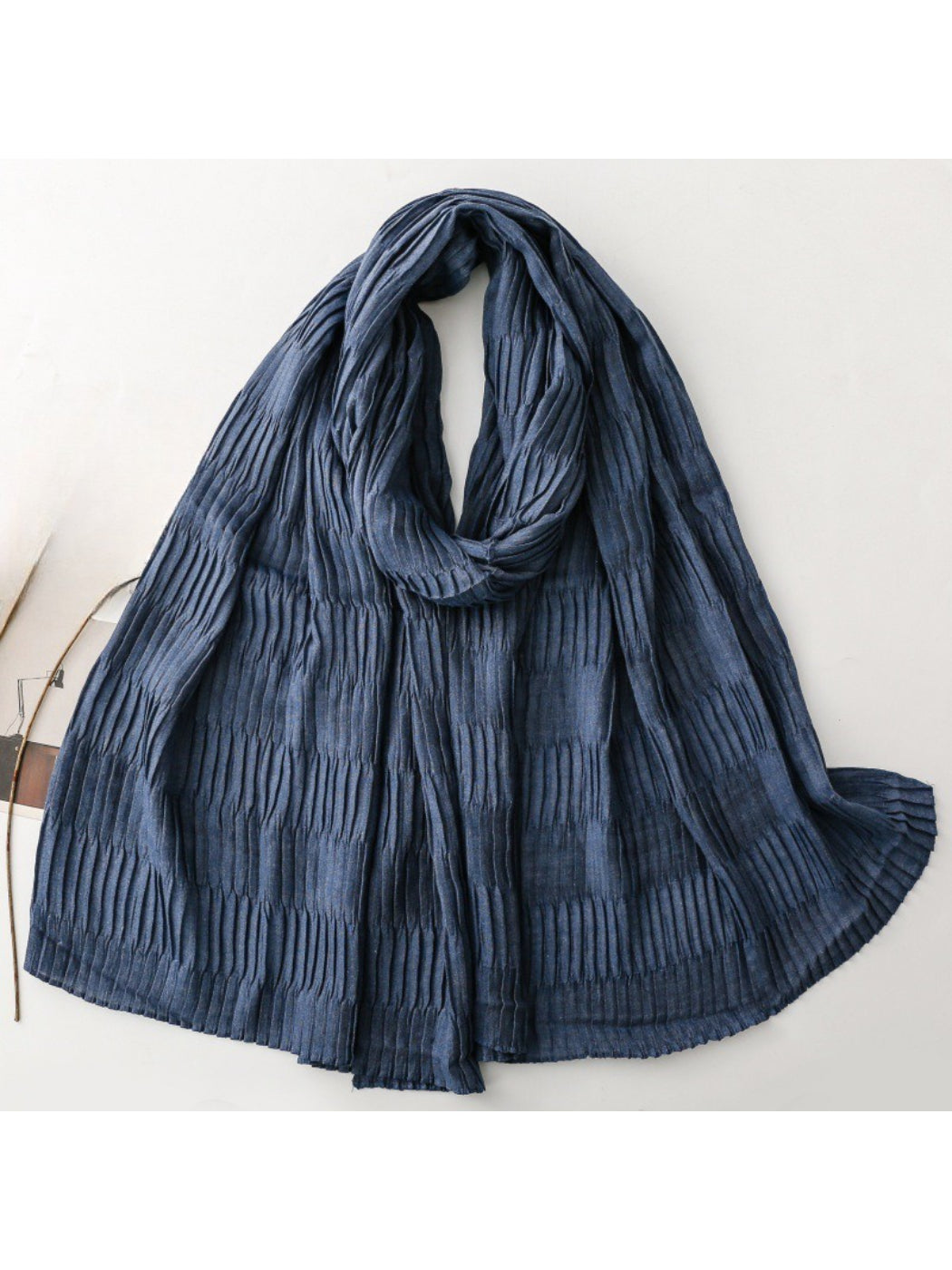 Scarvii - Textured Pleated Finish Long Scarf