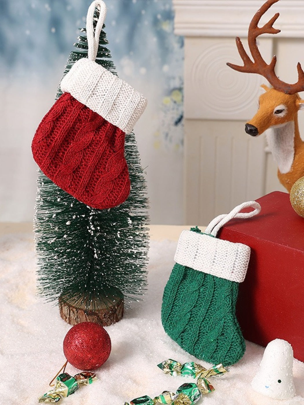 Xris - Knitted Christmas Stockings - Festive Home Décor Ornaments