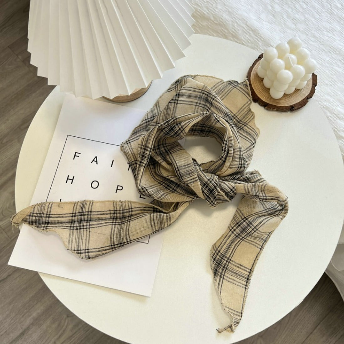 Haila - Cotton-Linen Plaid Triangle Headband