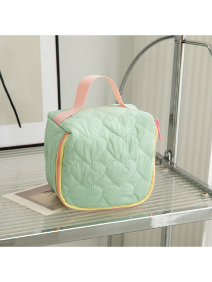 Cosbai - Heart Quilted Zipper Cosmetic Organizer Bag