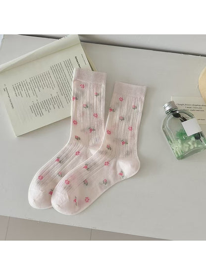 Rufia - Sweet Floral Printed Casual Women's Crew Socks