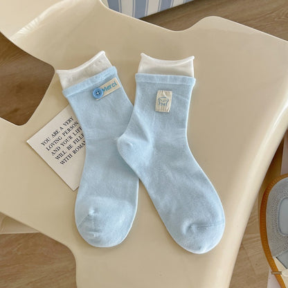Rufia - Asymmetrical Button Detail Crew Socks