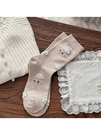 Rufia - Patterned Design Ribbed-Cuff Crew Socks