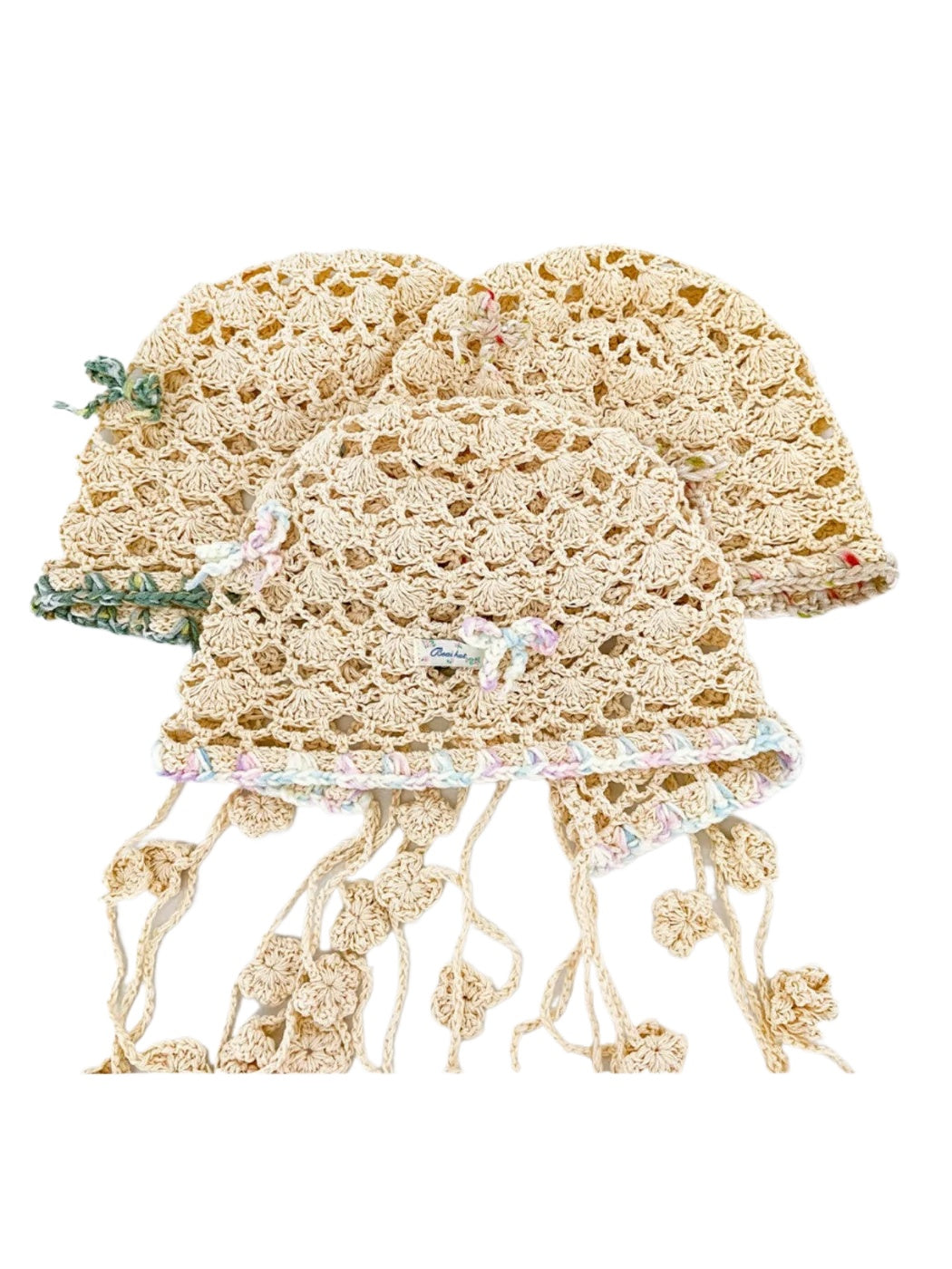 Haila - Bow Motif Openwork Crochet Beanie
