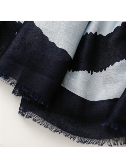 Scarvii - Modern Stripe Print Tassel Scarf