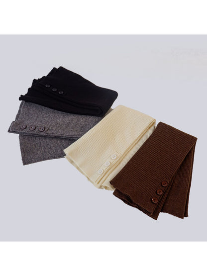 Cozyra - Mid-Calf Ribbed Button Slit Leg Warmers