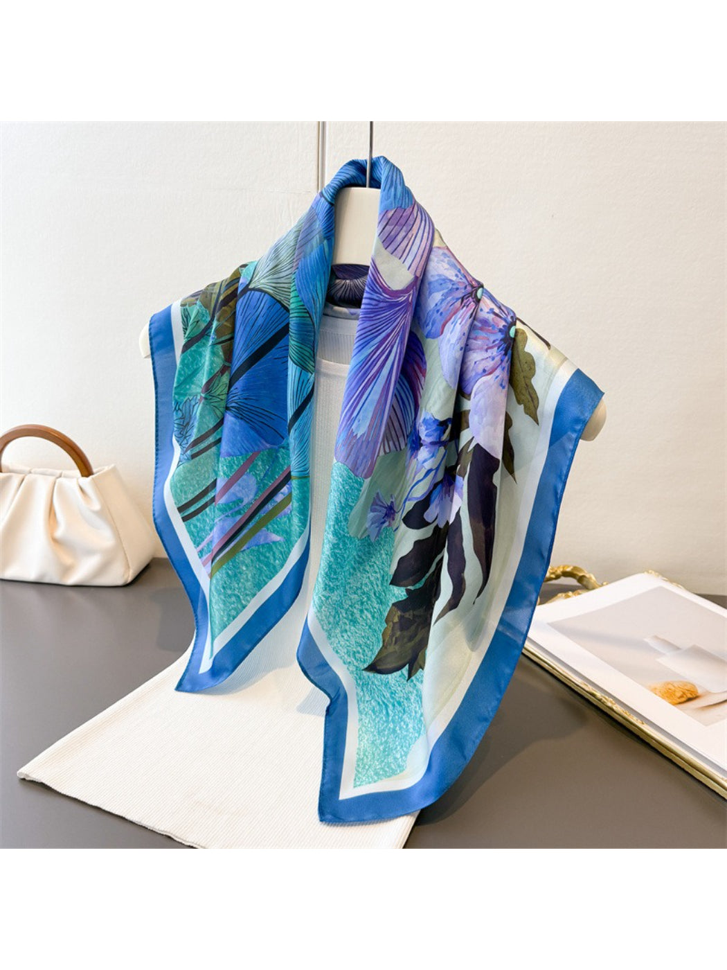 Scarvii - Romantic Floral Print Square Scarf