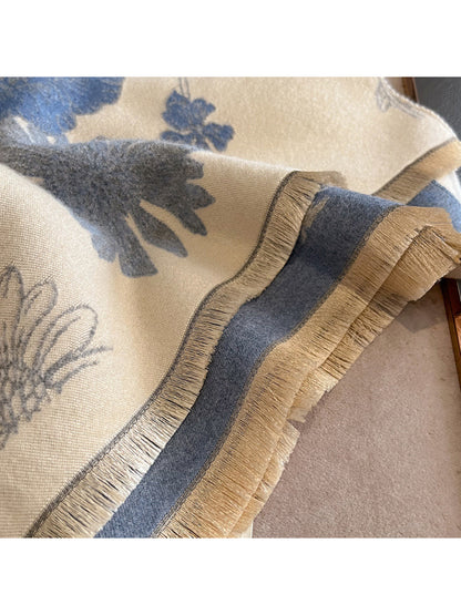 Scarvii - Botanical Floral Two Tone Long Scarf