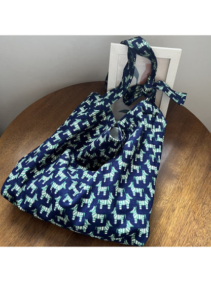 Cosbai blue zebra print tie shoulder bag with strap