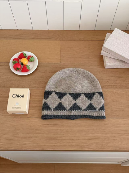 Haila - Argyle Pattern Knit Beanie