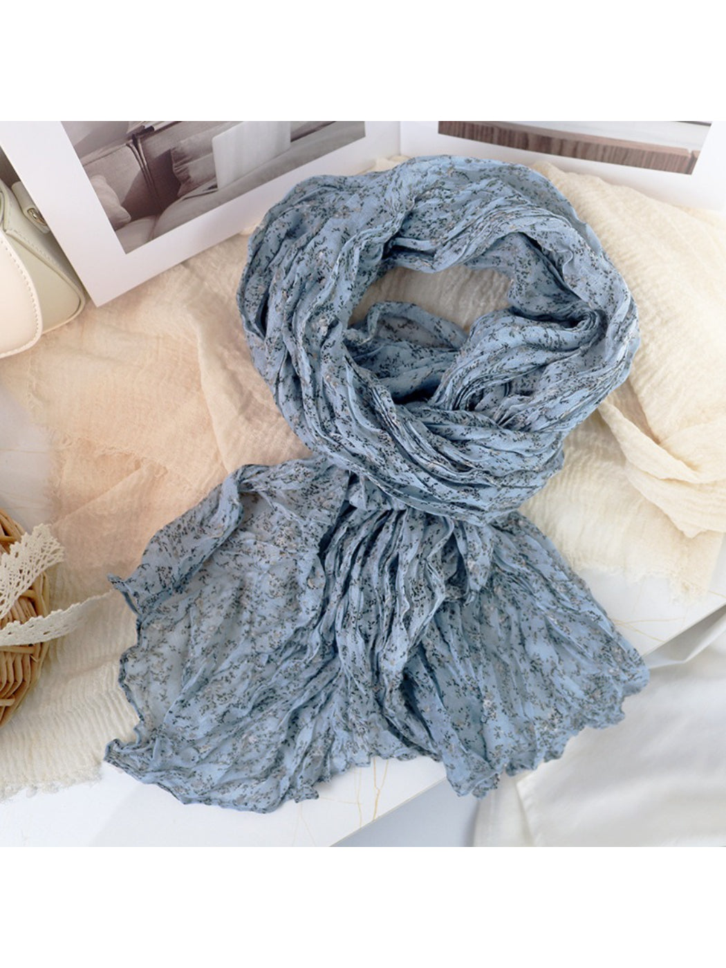 Scarvii - Ditsy Floral Crinkle Lightweight Scarf
