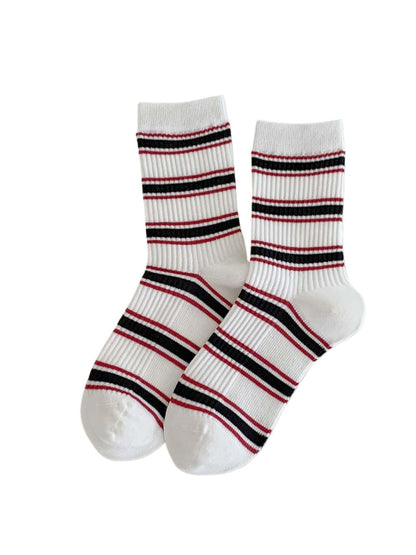 Rufia - Striped Sporty Mid-Calf Socks for Women