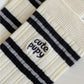 Rufia - Stripes Mid-calf Socks with Dog Patterns