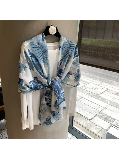 Scarvii - Leaf Print Fashion Shawl Scarf