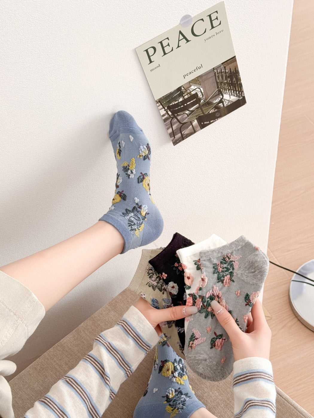 Rufia - Embroidered Mesh Floral Ankle Socks product image 7