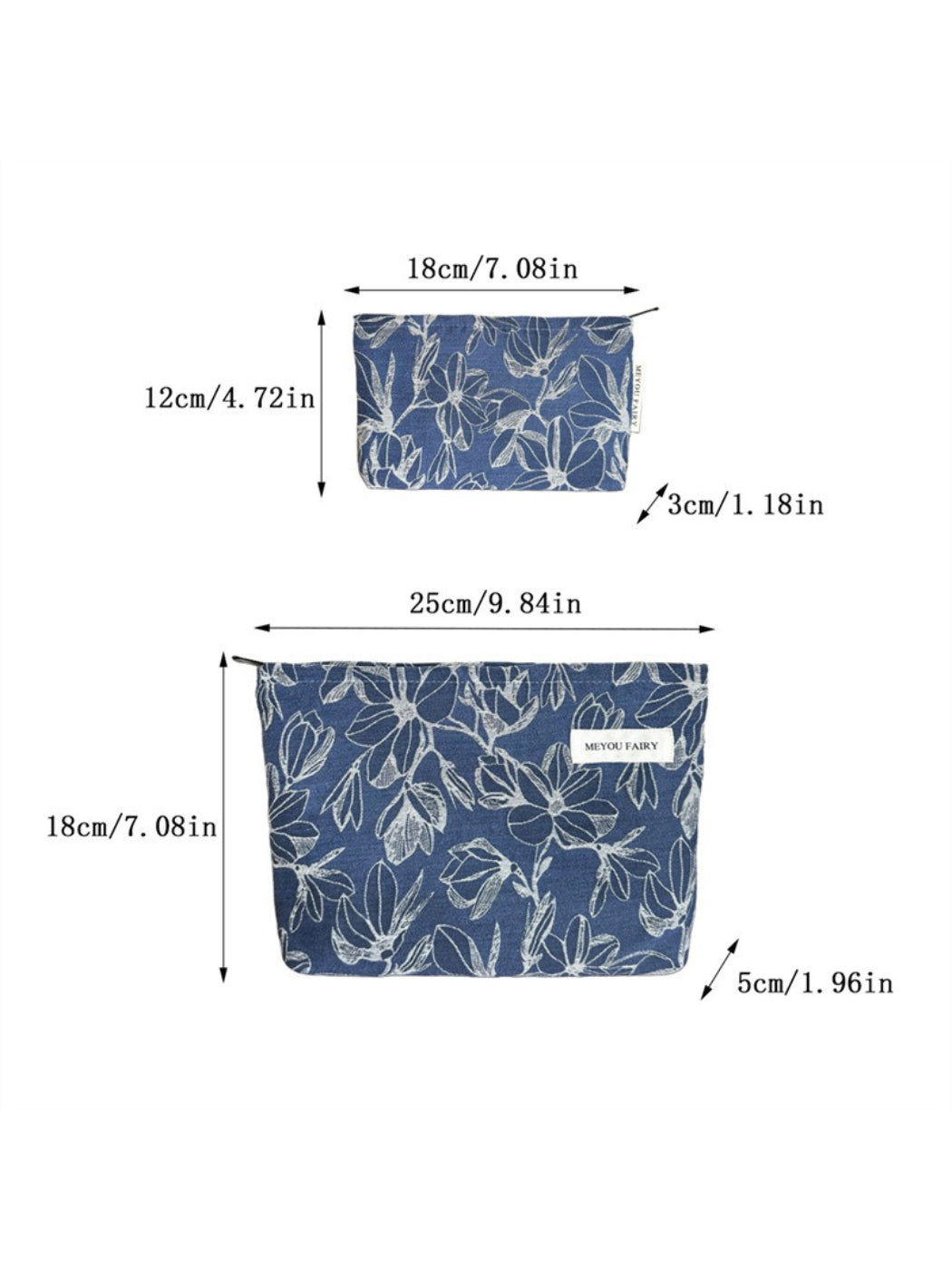 Cosbai floral cosmetic bag displayed with makeup brushes and products