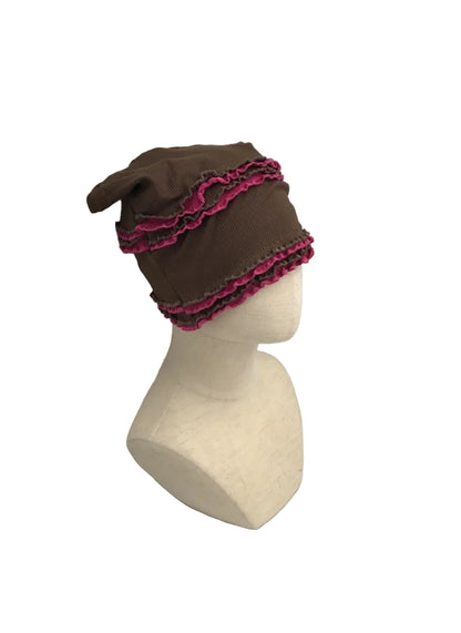 Haila - Layered Contrast Trim Slouchy Beanie