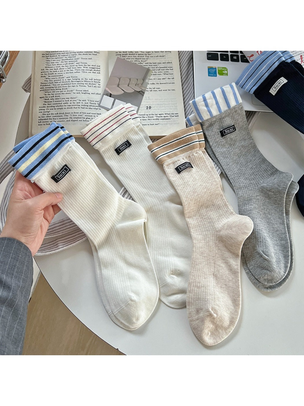Rufia - Preppy Stripe Crew Socks - Sporty & Chic