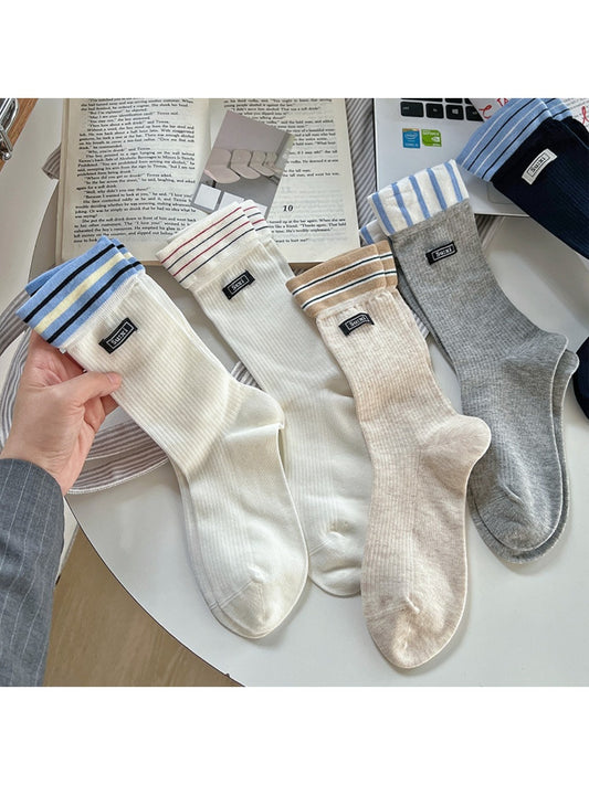 Rufia - Preppy Stripe Crew Socks - Sporty & Chic