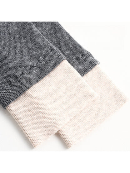 Cozyra - Contrast-Cuff Ribbed Knit Leg Warmers