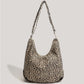 Cosbai - Large Capacity Single-shoulder Canvas Bag with Leopard Print