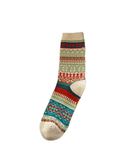 Rufia - Vintage Geometric Pattern Women's Mid-Calf Socks