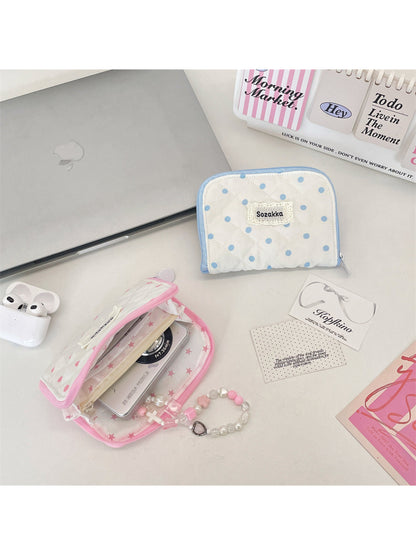 Cosbai - Polka Dot Diamond Quilted Zip Pouch