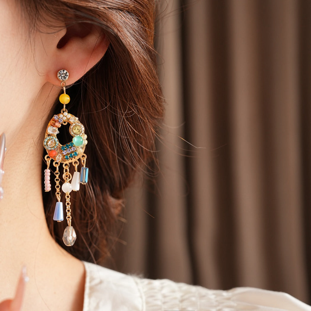 Earwish - Bohemian Crystal Tassel Earrings - Luxe Ethnic