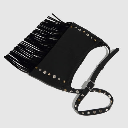 Cosbai - Boho Punk Fringe Shoulder Bag - Blod & Classic