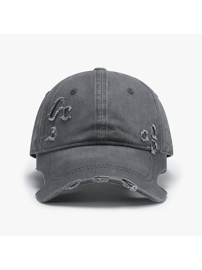 Haila - Distressed Adjustable Curved Brim Baseball Cap