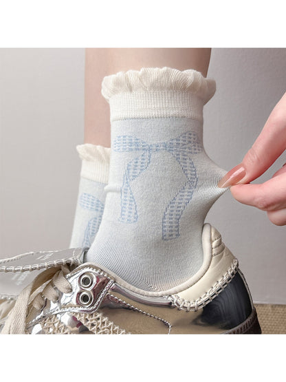 Rufia - Bow Pattern Casual Crew Socks