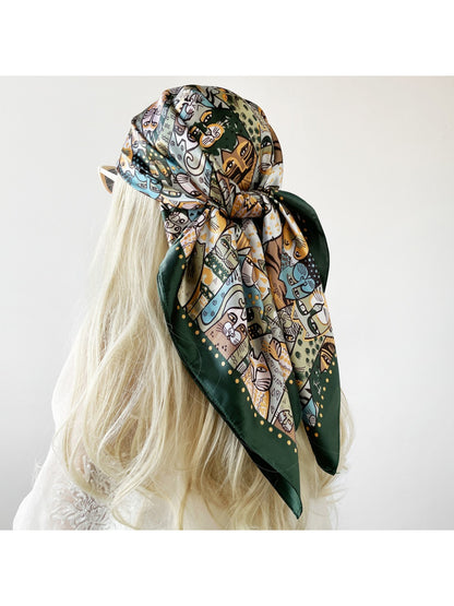 Scarvii - Colorful Cat Pattern Square Scarf