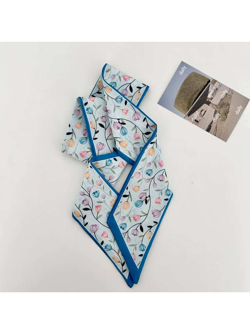 Scarvii Tulip Floral Print Skinny Scarf