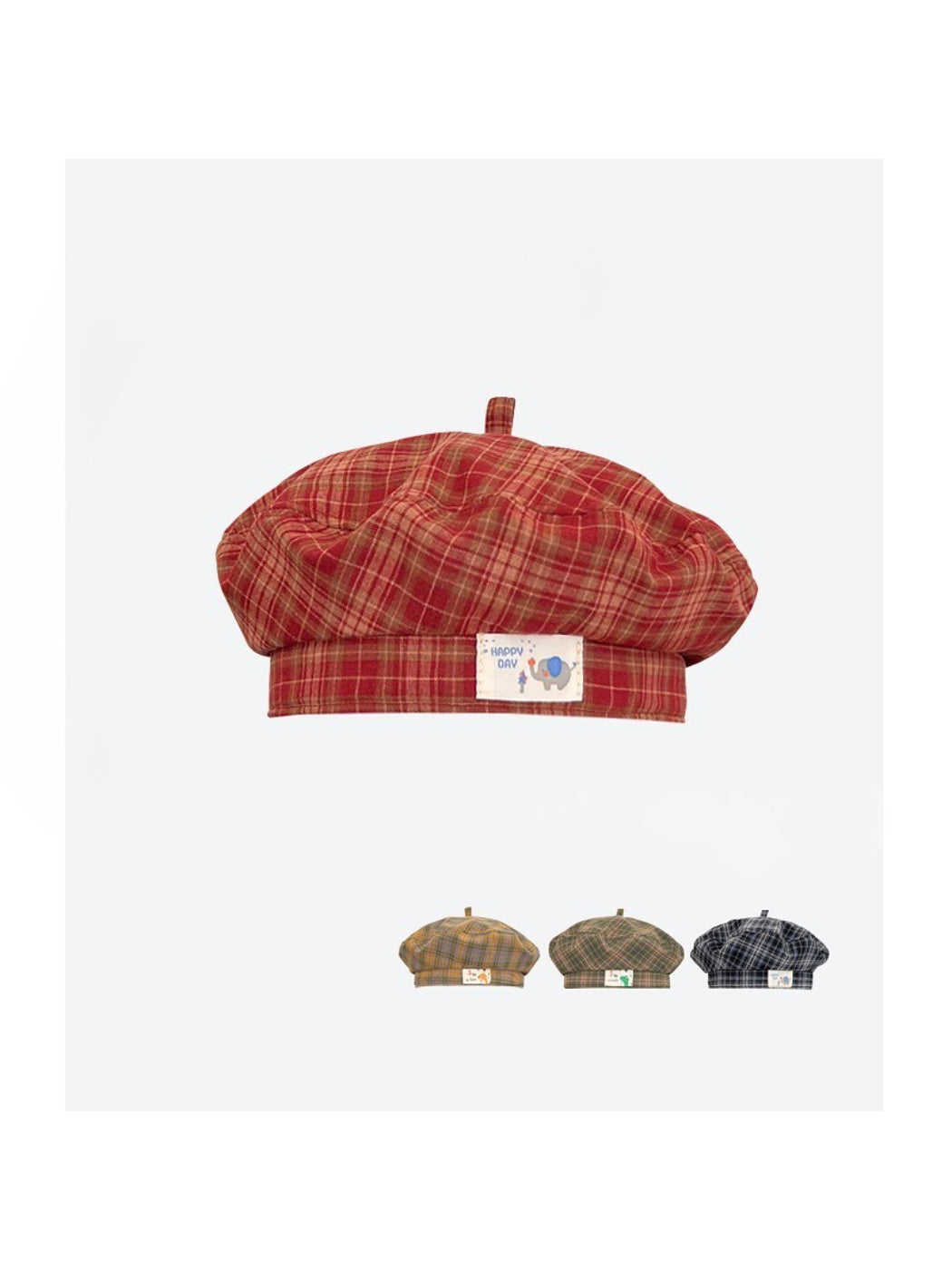 Haila - Plaid Patch Casual Beret Hat