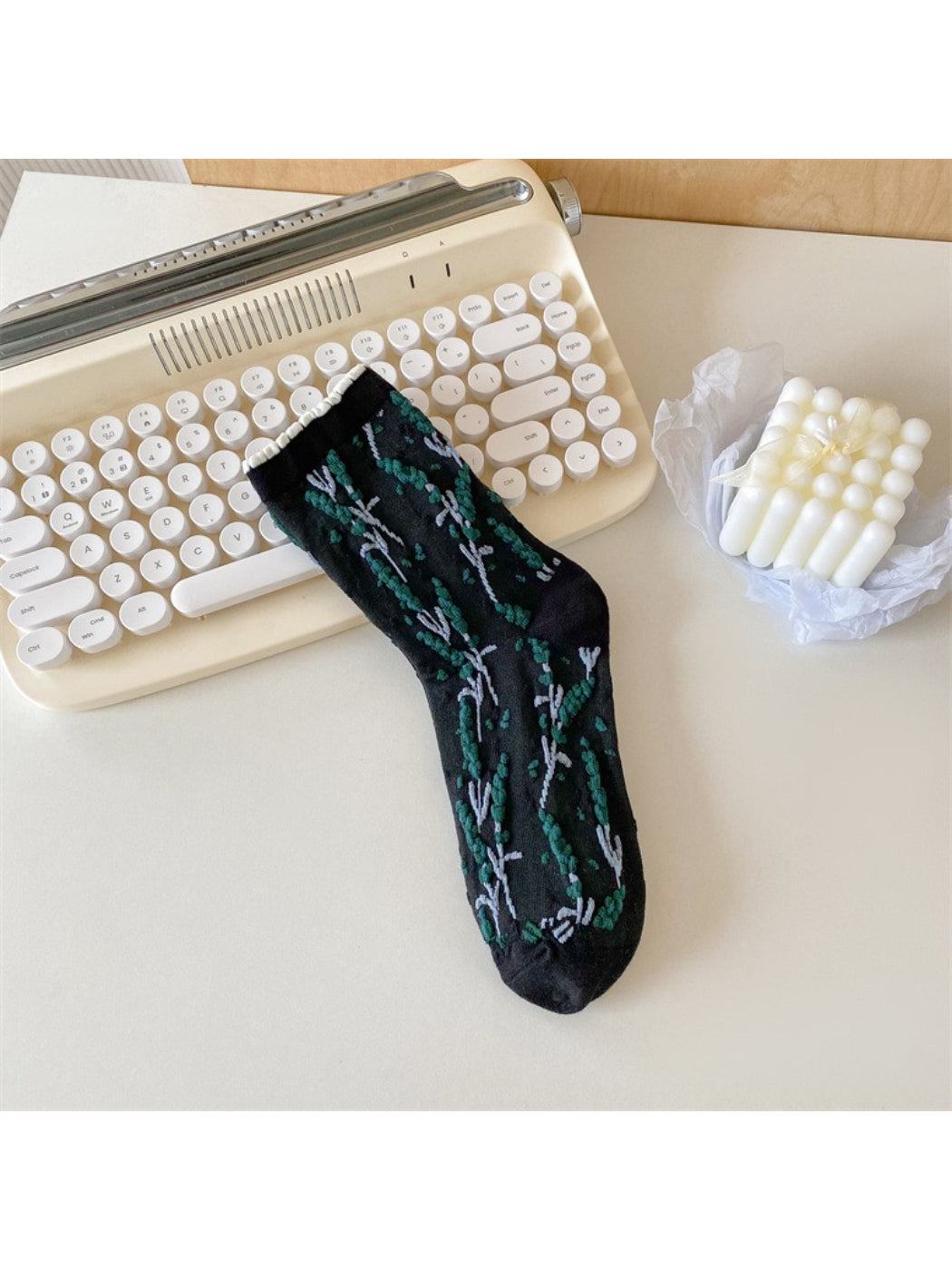 Rufia - Botanical Lavender Knit Crew Socks
