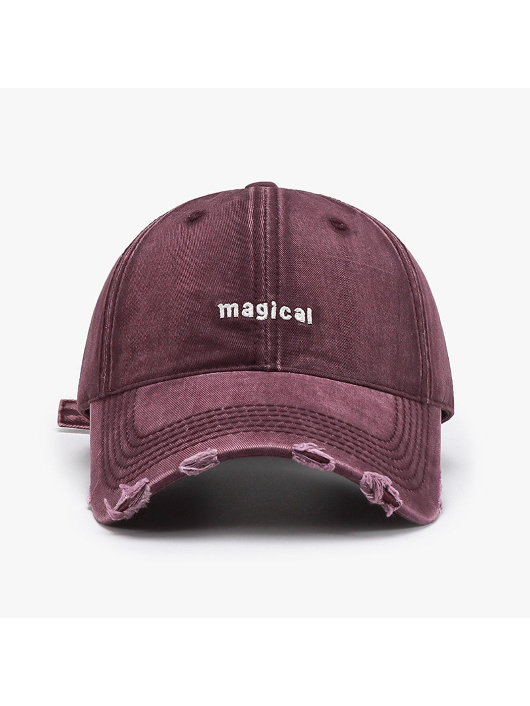 Haila - Embroidered Distressed Curved Brim Baseball Cap