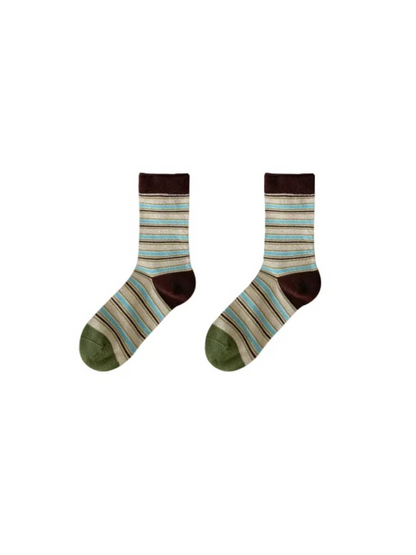 Rufia - Stripe Ribbed-Cuff Crew Socks