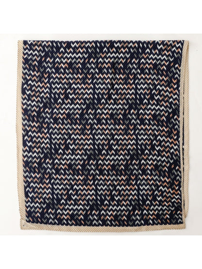 Scarvii - Vintage Navy Crinkled Scarf with Geometric
